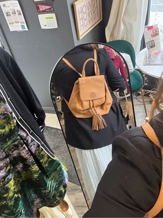 Tory Burch Tan Pebbled Leather Tassel Backpack main image 5